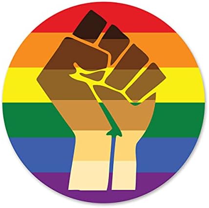 Alkalmazható Szójáték Ellenállni Ököl Szivárvány Pride Flag LGBTQ POC Kör - Vinyl Matrica, 2 inch (2 Csomag)