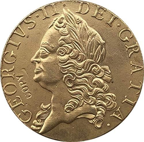 24 K Aranyozott 1751 Egyesült Királyság 1-Guinea - George II Érmék Másolás COPYSouvenir Újdonság Érme Érme Ajándék