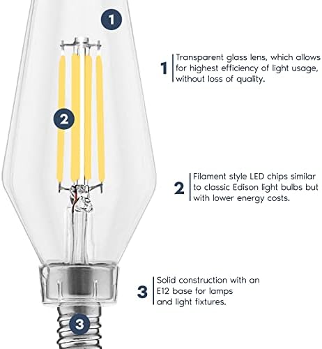 LUXRITE E12 Gyertyatartót LED Izzók 60 Watt Egyenértékű, 4000K hideg Fehér, Zárt Lámpatest Mért, Szabályozható Csillár Izzók,