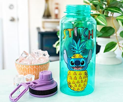 Disney Lilo & Stitch Ananász 32 Uncia Csavar Kifolyó Víz Üveg Matrica Szett | BPA-Mentes Műanyag Sport Flakont Szivárgásmentes
