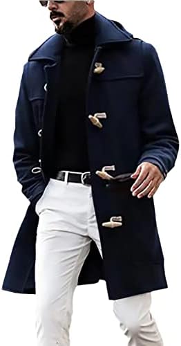Középkorú Férfi Kabát, Közepes Hajtóka Férfi Gyapjú Kabát Őszi-Téli Hosszú Kabát kabát