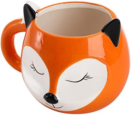 Suwimut 2 Csomag 3D Fox Bögre, 18 Deka Kőedény Bögre Tea Csésze Kézzel Festett Kerámia Aranyos Állat Bögre Tej, egy Csésze