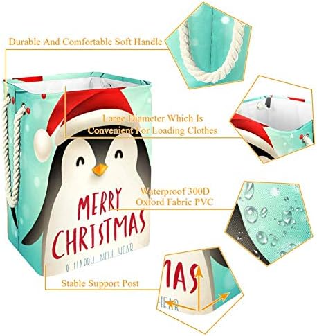 Inhomer Karácsonyi Aranyos Kis Pingvin, 300D Oxford PVC, Vízálló Szennyestartót Nagy Kosárban a Takaró Ruházat, Játékok Hálószoba