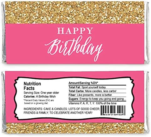 Elegáns Boldog Születésnapot - Rózsaszín, Arany - csoki Csomagolás Szülinapi Party kellék - Készlet 24