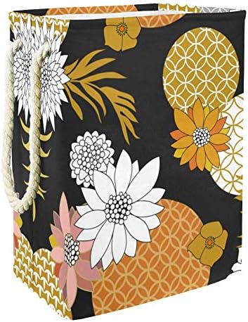 Unicey Japán Motívumok Absztrakt Virágok, pálmalevelekből Nagy Tároló Bin Fürdőszoba, Hálószoba, Otthon, Játékok, Ruházat