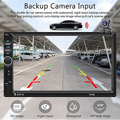 Dupla Din autórádió 7 Hüvelykes Érintőképernyő Autó Rádió Biztonsági Kamera, a Dash Bluetooth Car Audio Receiver - FM Rádió,