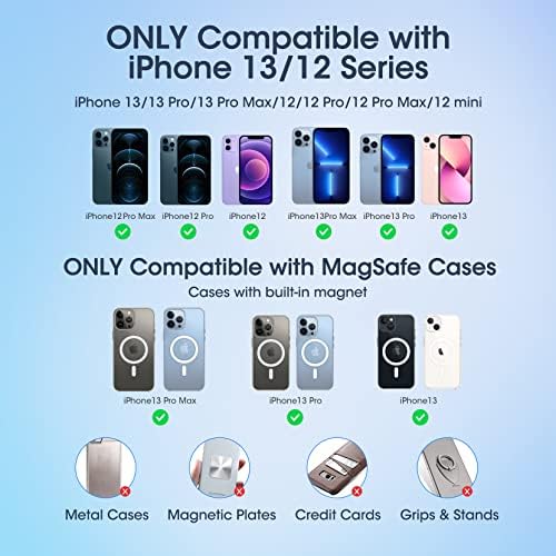 Mágneses Vezeték nélküli Autós Töltő, Gyors Töltés Kompatibilis MagSafe Töltő, Szellőző Mount Kompatibilis Caseless iPhone