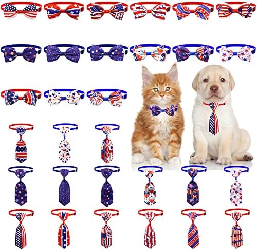 Sinling 30 Db USA Zászló Hazafias Kutya csokornyakkendőt magában Foglalja a 15 Db Kutya Íjak, valamint 15 Db Kutya Nyakkendőt
