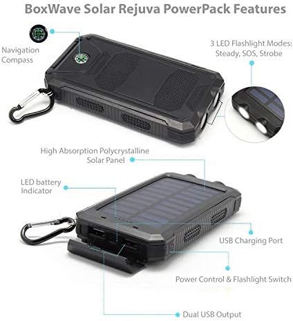 BoxWave Power Bank Kompatibilis Éles Z3 - Solar Rejuva PowerPack (10000mAh), Napelemes Biztonsági Erő Bank 10000mAh Éles