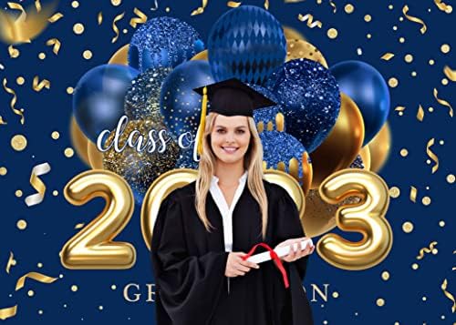 Ticuenicoa 9x6ft Royal Kék 2023 Érettségi Fél Hátteret Arany Lufi Osztály 2023 Gratulálok Osztások Hátteret, Congrats Grad