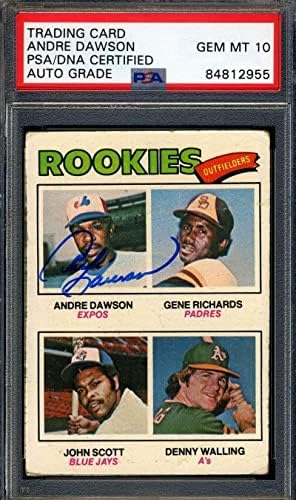 Andre Dawson Gem Menta 10 PSA DNS Aláírt 1977 Topps Újonc Autogram - Baseball Asztalon Dedikált Kártyák