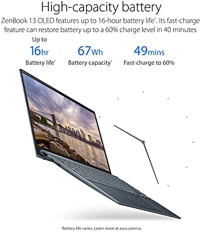 Az ASUS ZenBook 13 Ultra-Slim Laptop, 13.3 OLED FHD NanoEdge Előlap Kijelző, AMD Ryzen 7 5700U, 8GB LPDDR4X RAM, 512 gb-os