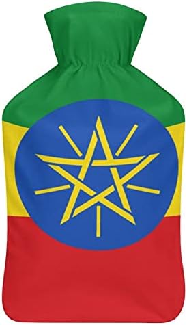 Zászló Etiópia Nyomtatott forróvizes Palack Puha Plüss Fedél Kéz Meleg Gumi Víz Injekció Táska 1000ML