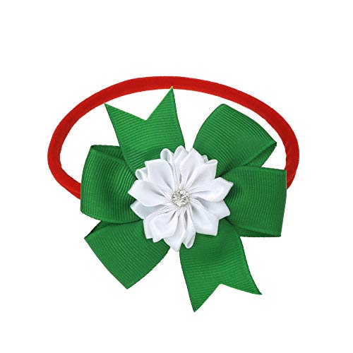 Miuion Kislány Nylon Karácsonyi Fejpánt/Zöld, Piros, Fehér Flitterekkel Bowknot - Pack 3 (Szatén Virág Szett)