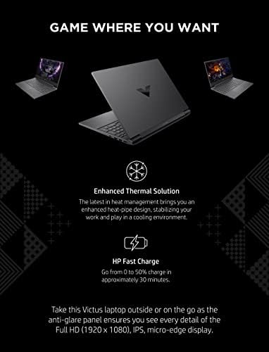 Victus a HP 15 Laptop, NVIDIA GeForce RTX 3050 Ti, 12 Generációs Intel Core i7 processzor, 8 GB RAM, 512 GB-os SSD-t, Full