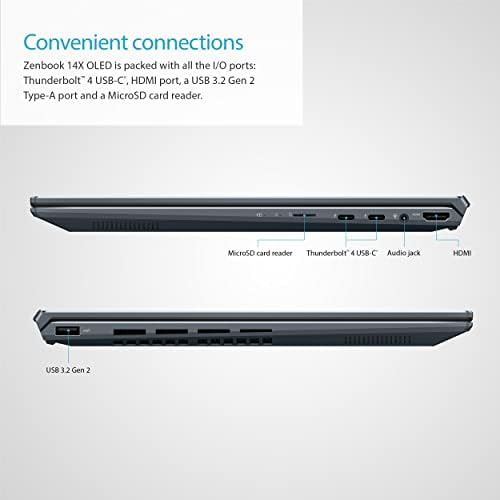 Az ASUS ZenBook 14X OLED Laptop, 14 2.8 K 16:10 Touch Kijelző, Intel Core i7-1260P PROCESSZOR, NVIDIA GeForce RTX 2050-IG,