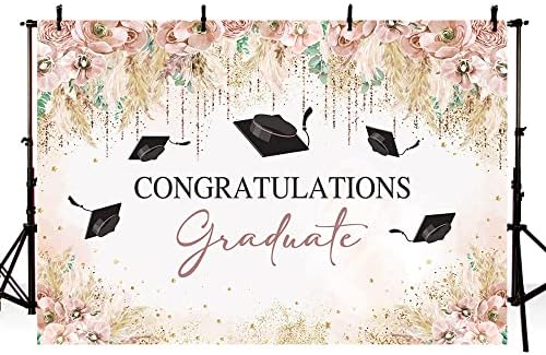 AIBIIN 7x5ft Gratulálok Diplomás Hátteret, Congrats Grad Banner Bohém Ballagás Dekoráció Osztály 2023 Érettségi Party Kellékek