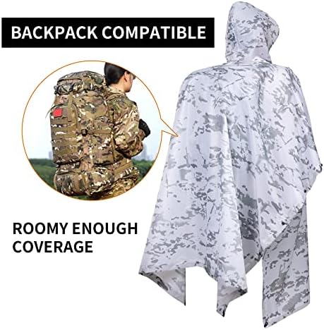 Fousam Eső Poncsó, Katonai Taktikai Poncsó Camo Multi Használjon Vízálló Eső Kabát