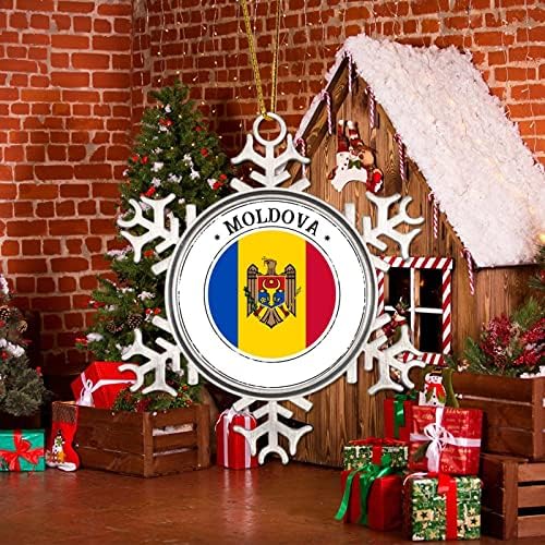 Moldova Fém Hópehely Díszek Karácsonyi Díszek, Hazafias Ország Souvenir Ajándék karácsonyfa Díszek Moldovai Nemzeti Zászló