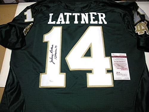 Johnny Lattner Notre Dame-Zöld Szövetség/coa Aláírt, Hivatalos Engedéllyel rendelkező Adidas Jersey - Dedikált Főiskola Mezek