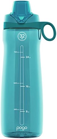 Pogo BPA-Mentes Műanyag vizes Palackot a Chat Fedél, Kék Atoll, 32 oz. & BPA Mentes Tritan Műanyag Palack Puha Szalma, 32