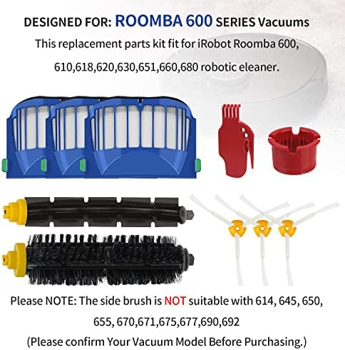 BATINO 10 Pack iRobot Roomba 600-as sorozat csere alkatrészek, Eszközök Tisztítása Tartalmazza Oldalon Kefével, Ecsettel,