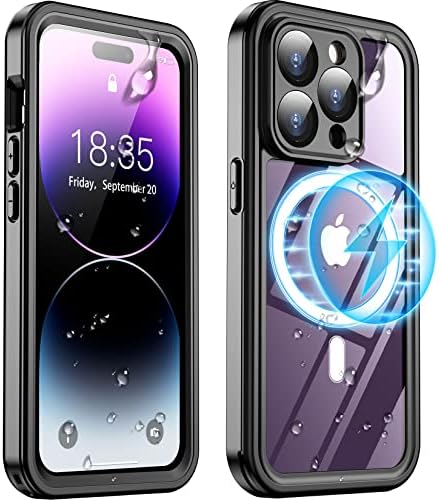 SPIDERCASE iPhone 14 Pro Esetben Vízálló, Beépített 9H Edzett Üveg Képernyő& Kamera Lencséjét Védő [Porvédett] [Katonai Dropproof][Kompatibilis