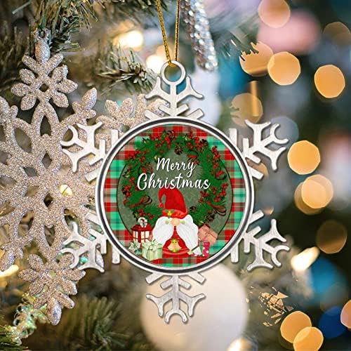 Karácsonyi Buffalo Kockás Gnome-Ezüst Karácsonyi Dísz, Piros, Zöld, Buffalo Ellenőrizze, Fém Hópehely Dísz Ünnepi Dekoráció