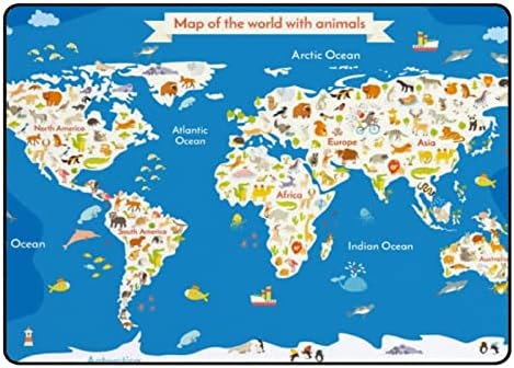 Tele Beltéri Szőnyeg Játszani Mat Állatok Világ Térkép Nappali Hálószoba Oktatási Haza Szőnyeg Szőnyeg 72x48inch