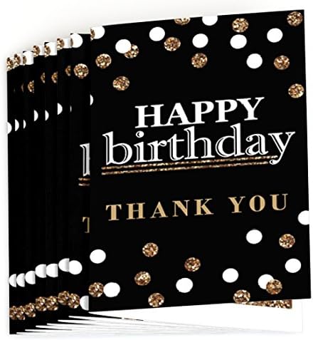Nagy Dot a Boldogság Felnőtt Boldog Születésnapot - Arany - Szülinapi Buli Köszönöm Kártya (8 szám)