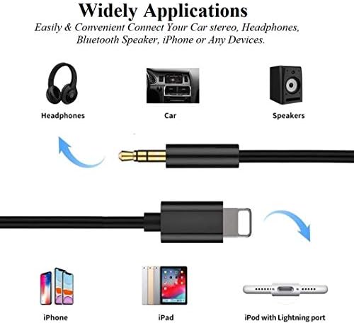 Aux Kábel iPhone, [Apple Mpi Hitelesített] Villám 3,5 mm-es Fejhallgató Jack Adapter Férfi Sztereó Audio Kábel iPhone 14