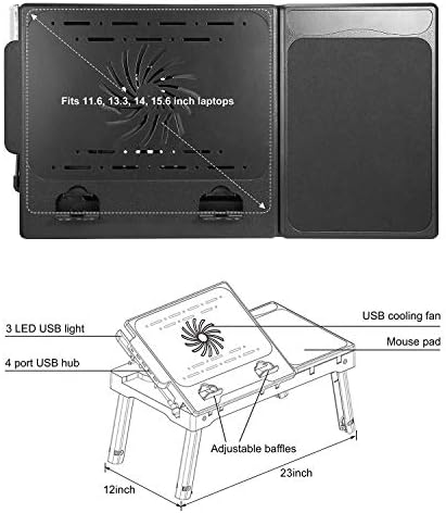 Moclever Laptop Asztal Ágy-Multi-Funkcionális Laptop Ágy, Asztal, Tálca, Belső hűtőventilátor & 2 Független Laptop Áll-Összehajtható