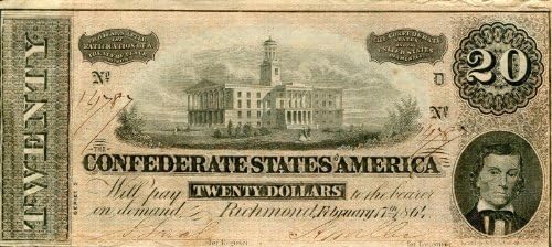1864-ben Konföderációs Államok $20 Megjegyzés: a Richmond alig Használt (VF/XF)