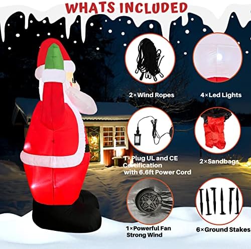 Padama 8FT Karácsonyi Felfújható Mikulás Szabadtéri Felrobbantani Udvaron Dekoráció Óriás Magas, a LED-es Lámpák Beépített