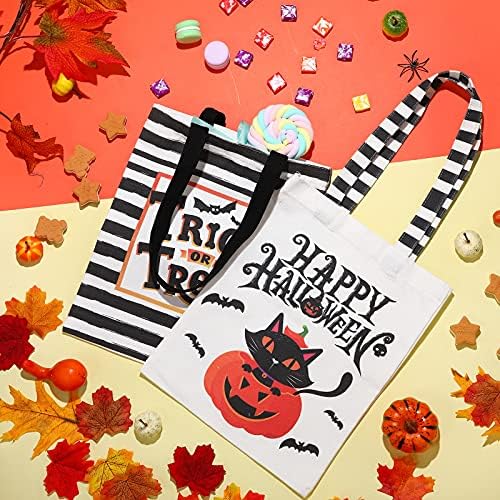 2 Db Nagy Halloween Tote szatyor Csokit vagy Csalunk Tök Ghost Design Vászon táska Jelenlegi Komámasszony többször használatos