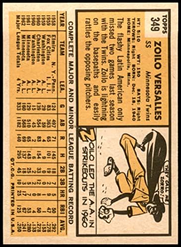 1963 Topps 349 Zoilo Versalles Minnesota Twins (Baseball Kártya) NM/MT Ikrek
