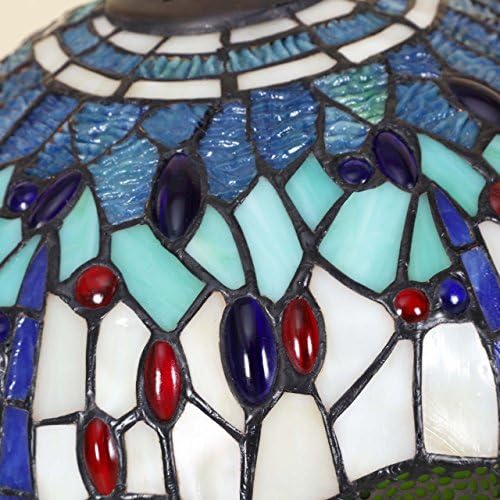Bieye L11402 Szitakötő ólomüveg Tiffany Stílusú asztali Lámpa, Fém Alap Nappali ágy mellett, Otthon Dekoráció, 12Wx18H cm