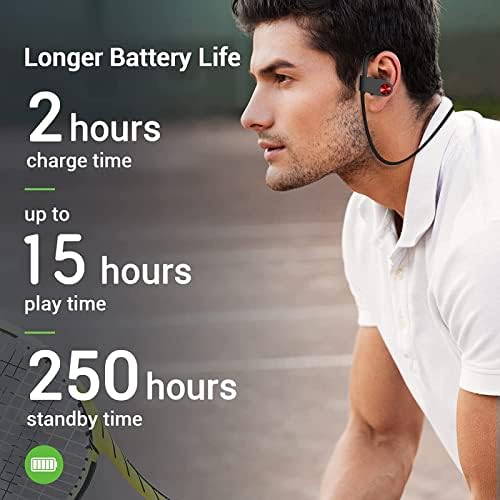 VRIFOZ Bluetooth Fejhallgató, IPX7 Vízálló Vezeték nélküli Sport Fülhallgató Edzés Tornaterem, 15 Óra Játékidő Futó Fejhallgató