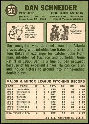 1967 Topps 543 Dan Schneider Houston Astros (Baseball Kártya) NM Astros