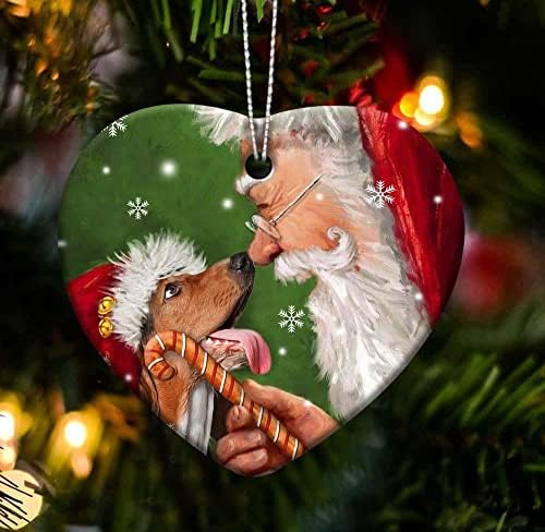 2D Boldog angol Springer Spániel Viselni Noel Kalapot, Santa Claus, Boldog Karácsonyi Dekoráció A Fenyőfa - Ajándék Kutya