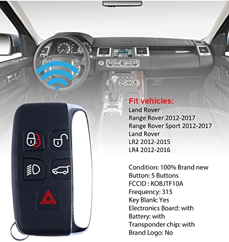 FCCID: KOBJTF10A 315Mhz 5 Gombok Autó a Smart Remote távirányító alkalmas 2012- Land Rover LR2 LR4 valamint a Range Rover