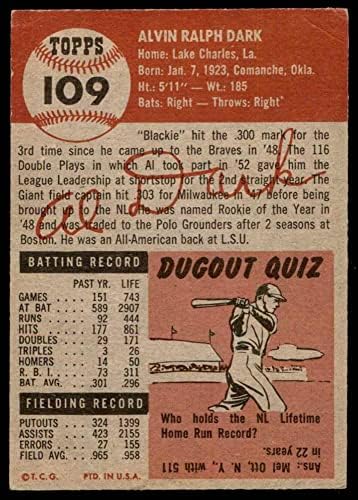 1953 Topps 109 Al Sötét New York Giants (Baseball Kártya) VG Óriások