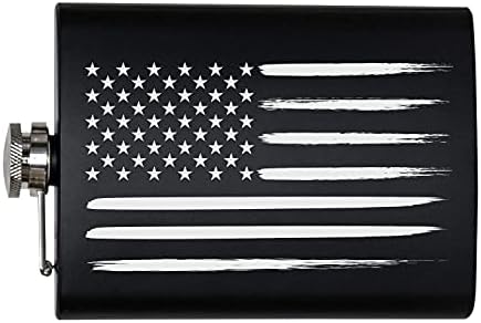 Amerikai Zászló 8 oz Lombik | Rozsdamentes Acél flaskád a Szeszesital – Matt Fekete, Remek Ajándék Ötlet a Veteránok
