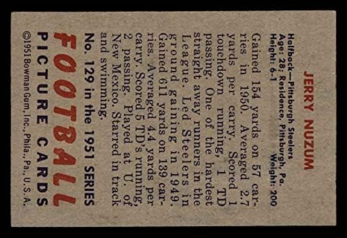 1951 Bowman 129 Jerry Nuzum Pittsburgh Steelers (Foci Kártya) EX/MT Steelers Compton Közösségi Főiskola/Új-Mexikóban, Egy&M