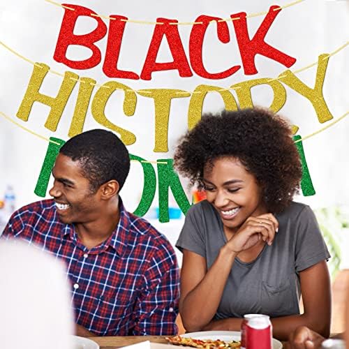 Fekete Történelmi Hónap Banner, Boldog Fekete Történelem MonthBanner, Fekete Történelmi Hónap Dekorációk, Arany, Piros-Zöld