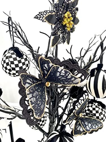 LeMall Kézzel Készített Halloween Gyönyörű Készlet Pillangó Csíkos Kockás Labdát Virág 14-Darabos Készlet Eredeti Design,