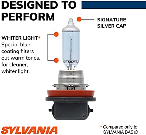 SYLVANIA - H11 SilverStar, Nagy Teljesítményű Halogén Fényszóró Izzó, távolsági, tompított, valamint Köd Csere Izzó, Fényesebb