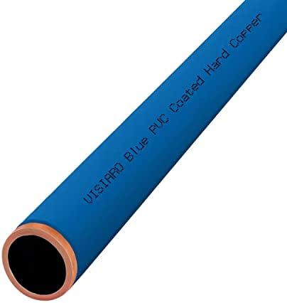 Visiaro Kék PVC Bevont Kemény Réz Cső, 1mtr, Külső Átm 3/8 inch, Falvastagság 16 swg, 2mm PVC bevonat, Csomag 5