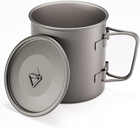 TIANDLIFE Titán Bögrék Kemping Csésze w/Összecsukható Fogantyú & Lid Könnyű, Hordozható Hátizsákkal Pot (450ml)