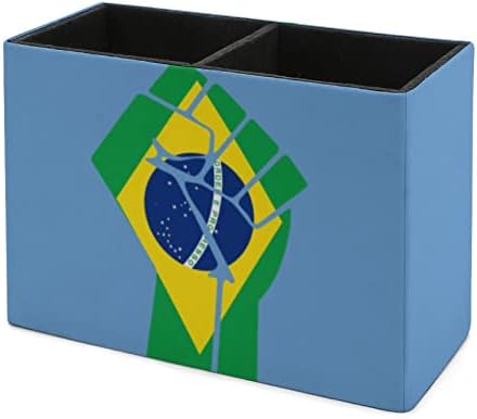 Brazil Zászló Ellenállni PU Bőr Kupa Toll tolltartó Kupa Asztal Szervező Esetben Asztali Írószer Tartály, Doboz, Otthoni